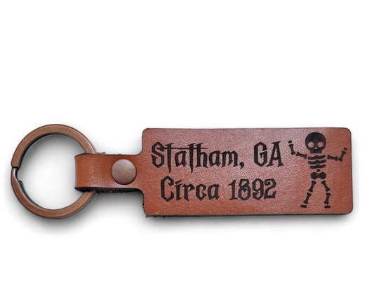 Statham, Ga Dancing Skelly Genuine Leather Keyring